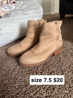 Women's Taupe Suede Ankle Boots - Size 7.5